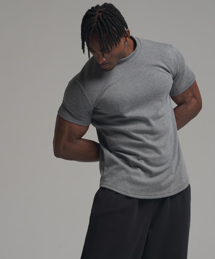 PHERMENON Muskelpassform Rollkragen Kurzarm-T-Shirt - Grau