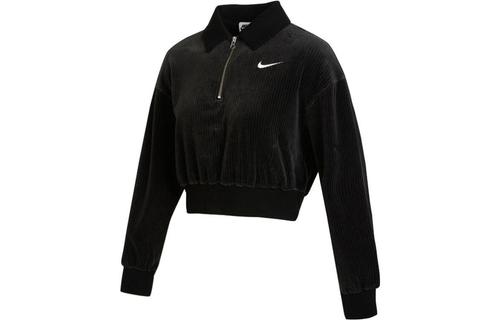 Nike Sportswear Women s Velor Quarter Zip Top Black DQ5939-010 L чёрный