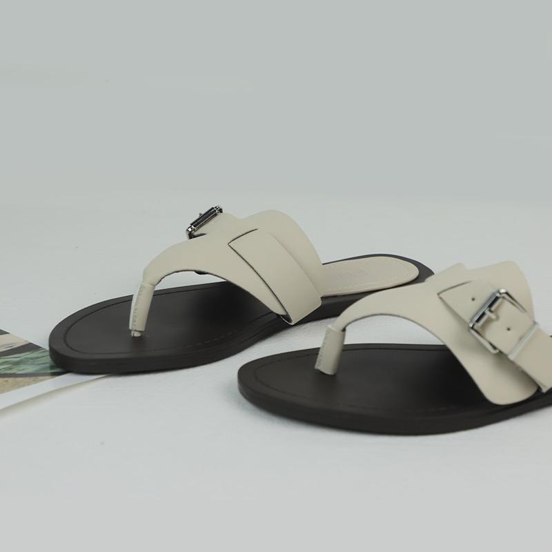 Summer Slippers Women's Beach Flip Flops Comfortable Soft Sole Ladies Slides Casual Buckle Belt   Flat Shoes