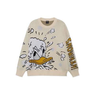 Li-Ning X Disney Co-Branded Sports Lifestyle Serie Cartoon Grafik Lockerer Pullover Unisex Oberteile Schwanenweiß AMBR018-4
