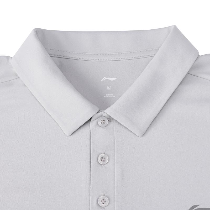Li-Ning Simple And Stylish Solid Color Polo Shirt Men tops Light-Gray APLW517-5