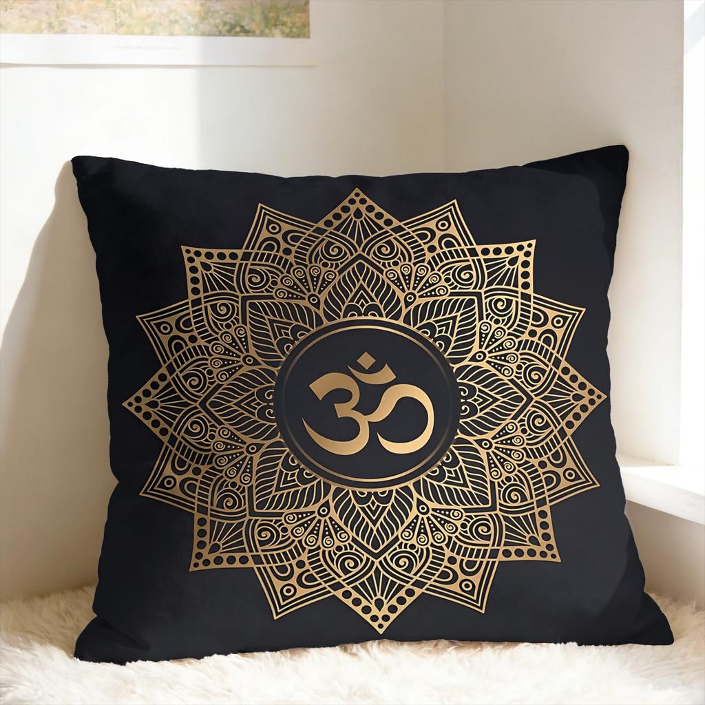 Luxury Golden Mandala Om Pillow Case Square Pillow Cover Morden Cushion Cover For Living Room Bed Chair