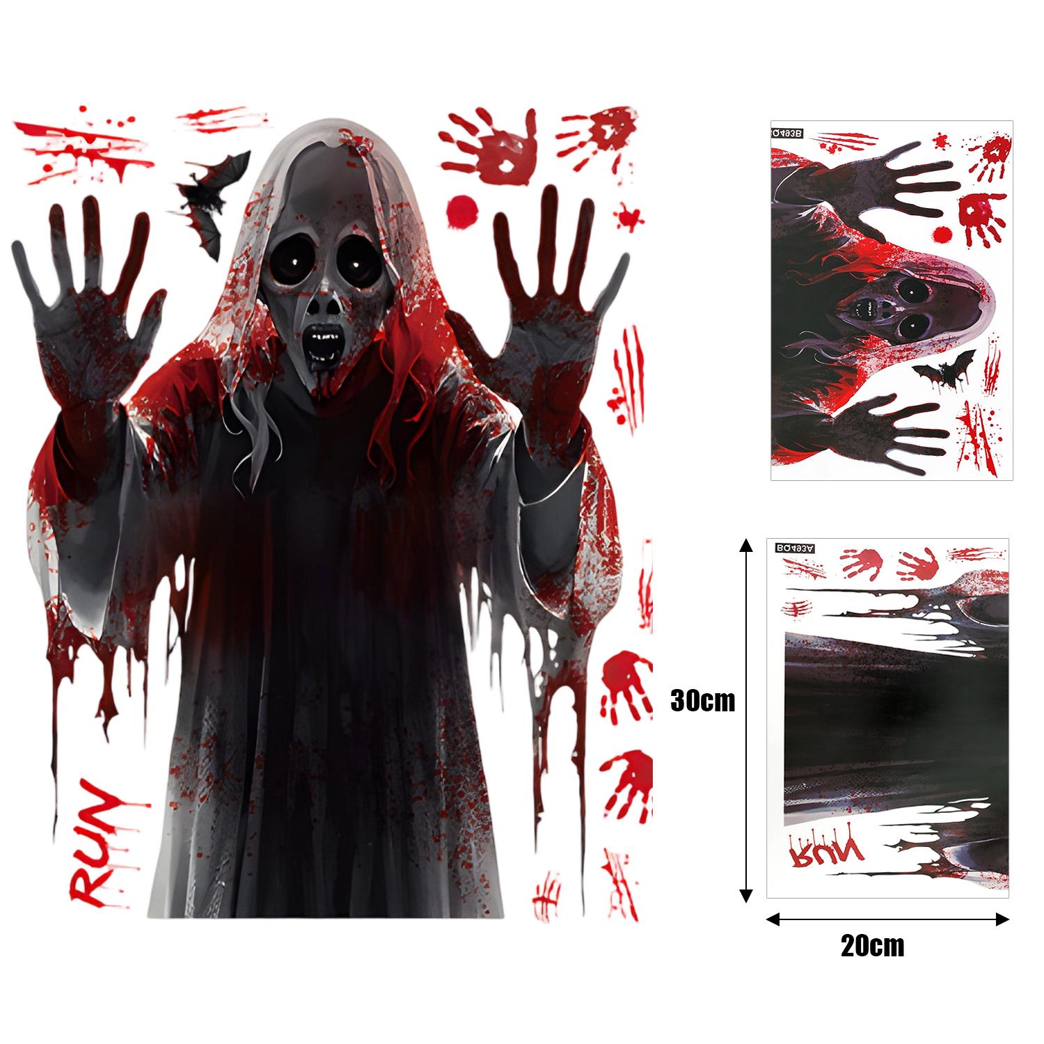 

Хэллоуин Ужас Наклейки на окна Жуткие ПВХ Статическая пленка Наклейки Многоразовые Стеклянные наклейки для дверей Украшения для домашней вечеринки Без следов