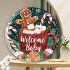 Charming Gingerbread Christmas Metal Wreath Sign Easy Install Indoor Outdoor Decor