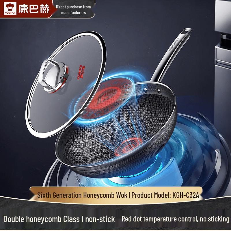 KOBACH 6th Gen Non-stick Honeycomb Stainless Steel Wok
