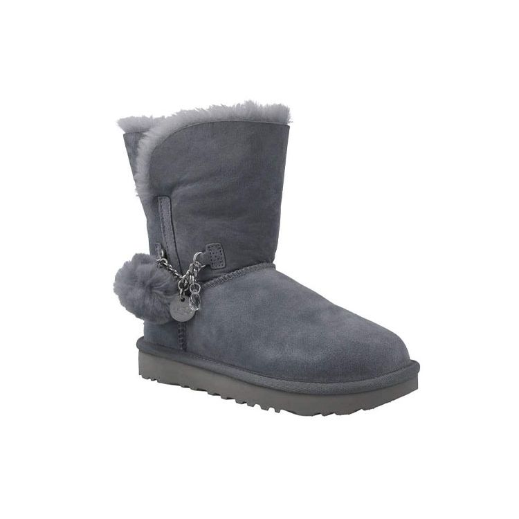 UGG Classic Mini Sheepskin Warm Durable Mini Pendant Plush Mid-Calf Snow Boots Women Boots Blue Gray 1103765-GYS