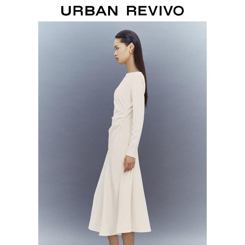 UR2026 Women's Pleated Waist-Cinching Midi Dress