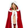 Samtrotes Rotkäppchen Weihnachtskostüm mit Weihnachtsmannmütze