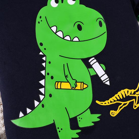 Toddler Boy Clothes Shorts Set Green Dinosaur Print Pajamas Cotton Crewneck Tees Shorts Set Summer Casual Outfit