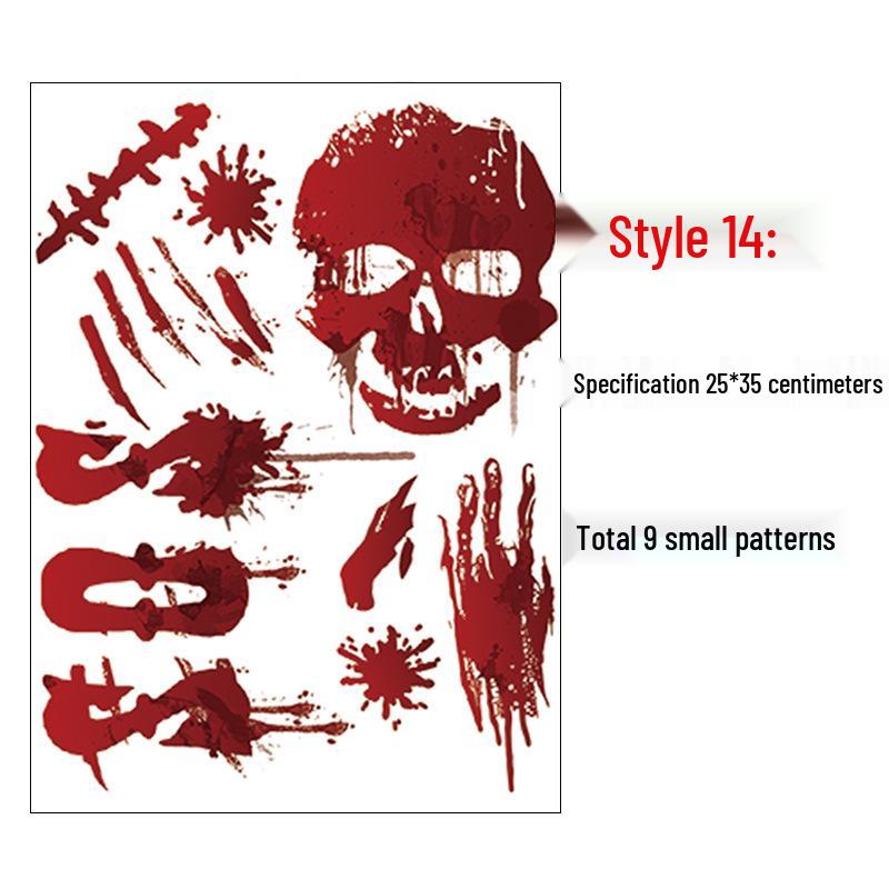 Halloween Blood Handprint & Bat Wall Stickers