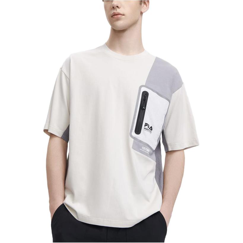 FILA Fashionable Casual Loose Short Sleeve T-Shirt Men Tops Light-Gray F11M329106FGY
