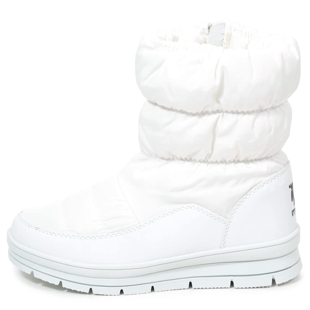 moz U Down Seite Elastische Raffung bei der Kälte Größe M Damenstiefel, Reißverschluss, Öffnung, Wasserabweisend, Wetter, Rutschfeste Sohle, Weiß,