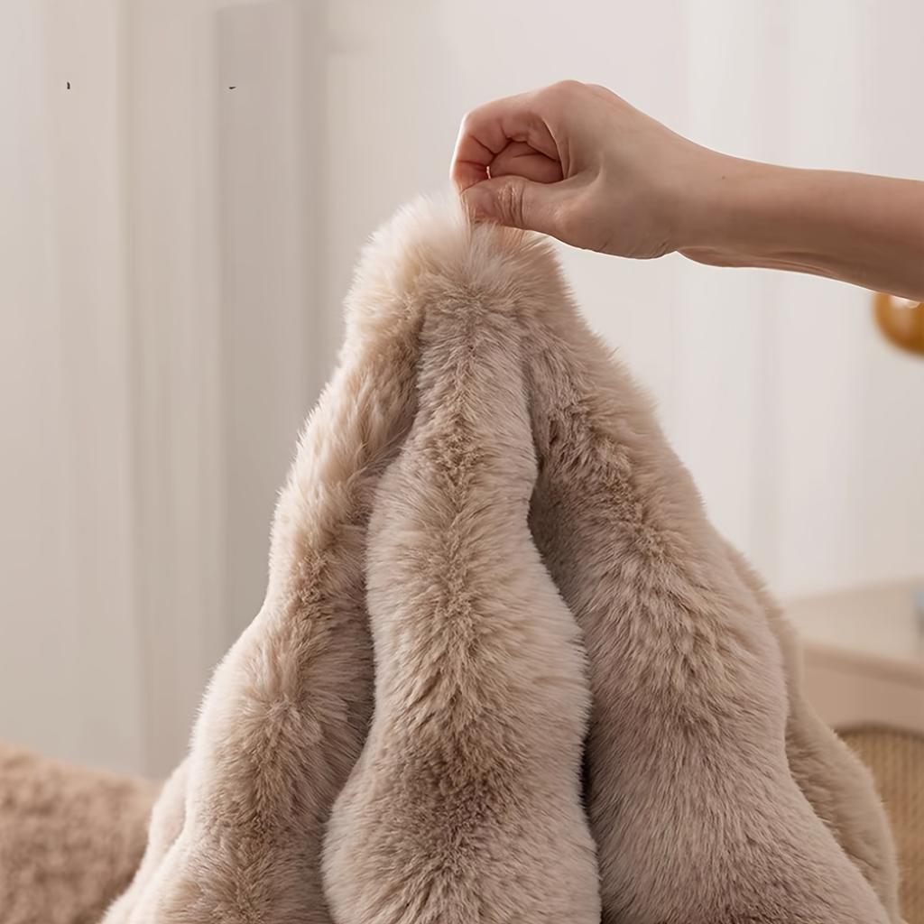 1pc, Round Bubble Fleece Fabric Simple Solid Color Fluffy Soft Comfortable Easy To Clean Furry Warm Cute Indoor Decorative Carpet