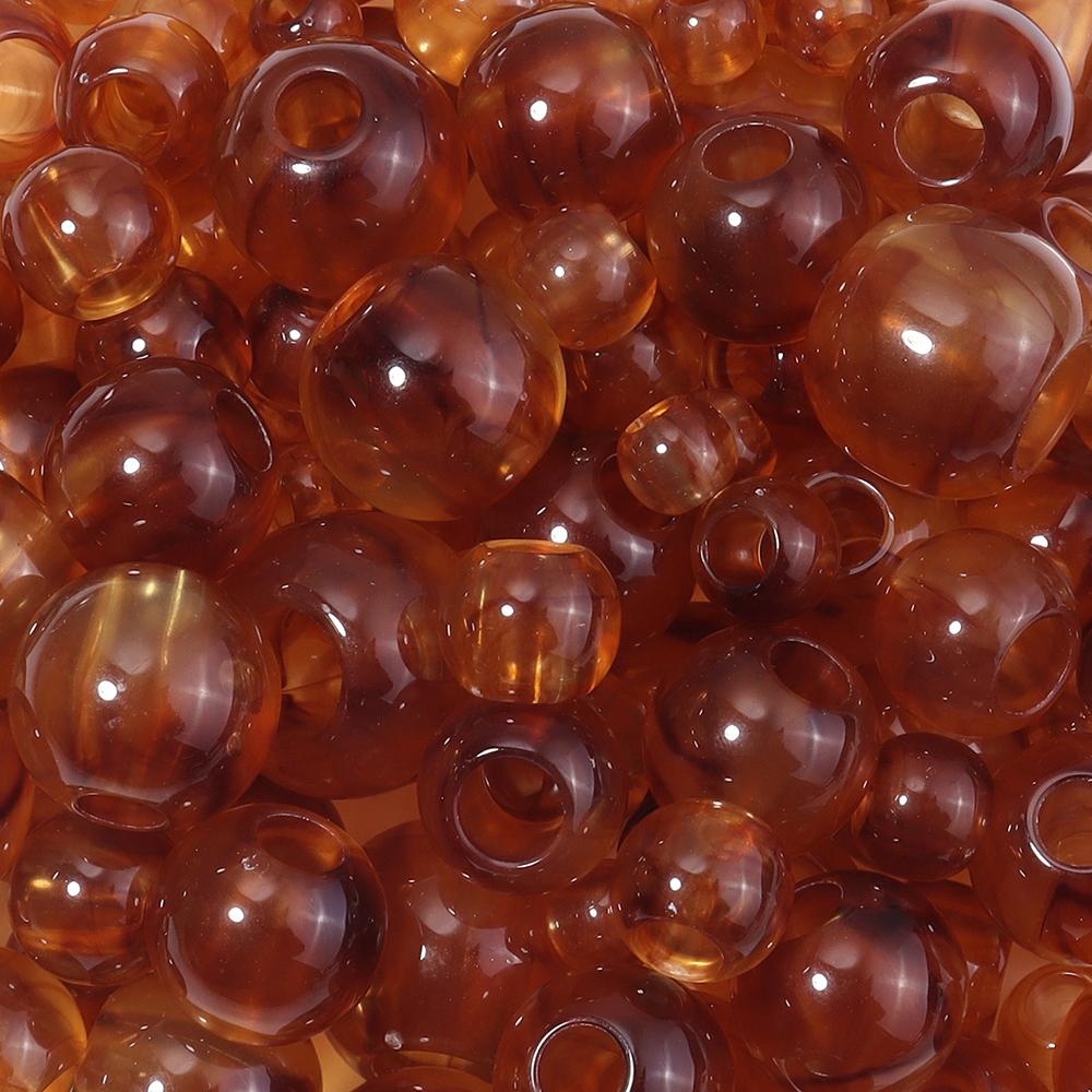 10-200pcs 8/10/12/14/16/18/20mm Acrylic Amber Beads Round Big Hole Loose Spacer Beads For DIY Jewelry Making Bracelets Necklace