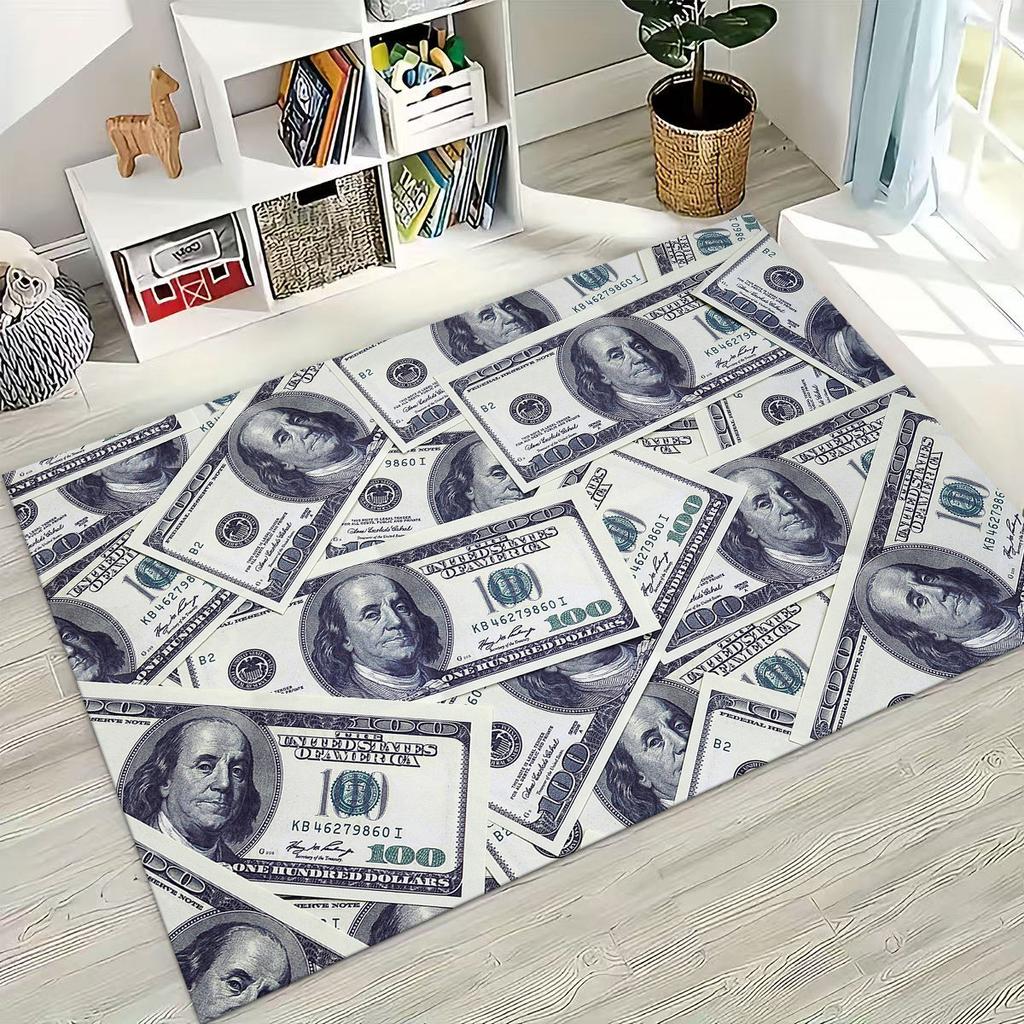 3D Personality Money USD Euro RICH Pattern Rug for Bedroom Living Room Sofa Home Doormat Decor,Large Kid Play Non-slip Floor Mat
