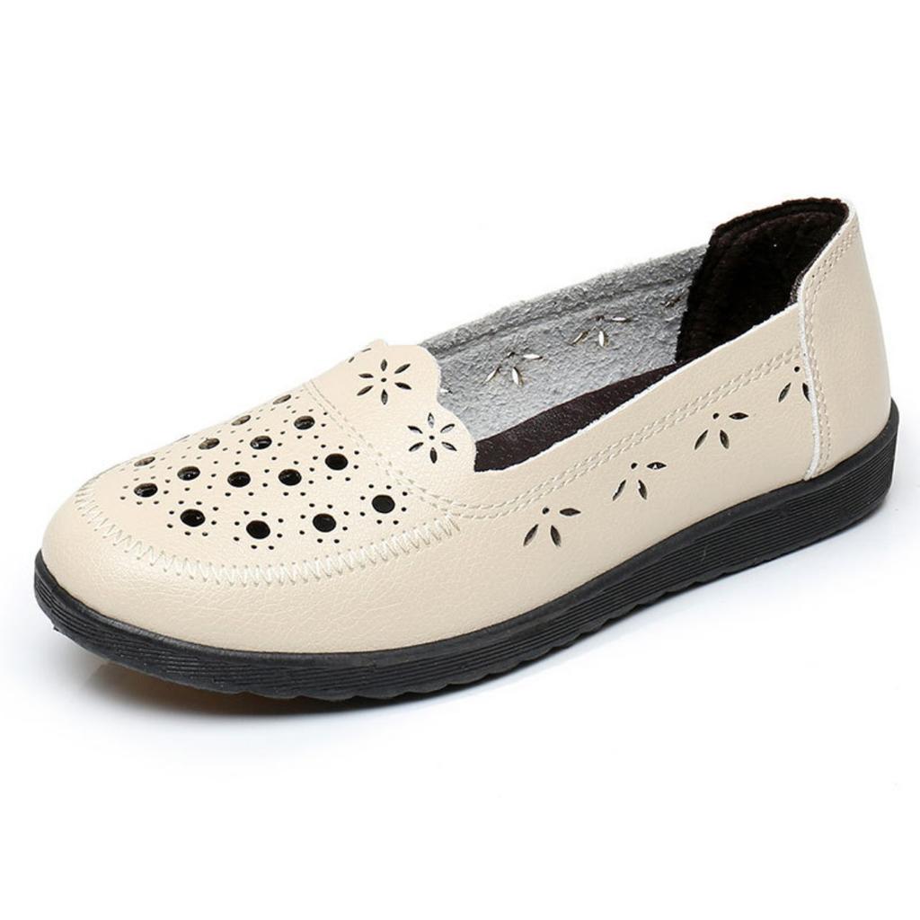 Sandals Summer Breathable Fashionable Hollow Leather Shoes Soft Sole Non Slip Flat Bottom Women's Shoes Perforated Shoes