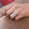 Sterling Silver Spinner Ring, Meditation Jewelry, Three Tone Band Ring, Anxiety Ring
