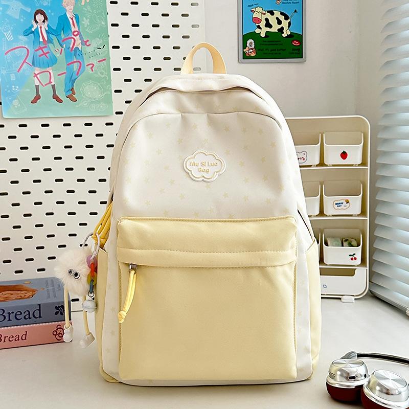 Schoolbag New Japanese Ins High Value Fresh Sweet Cute Star Backpack Junior High School Students Lightweight Travel Backpack