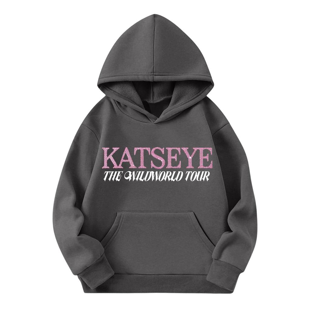 Girls' Fashion Long-Sleeve Hooded Sweatshirt with Print and Pockets
