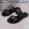Fashion Summer New Flat Shoes Women's Fashion Round Head Open Toe Rivet Soft Sole Anti-slip Wear-resistant Slippers