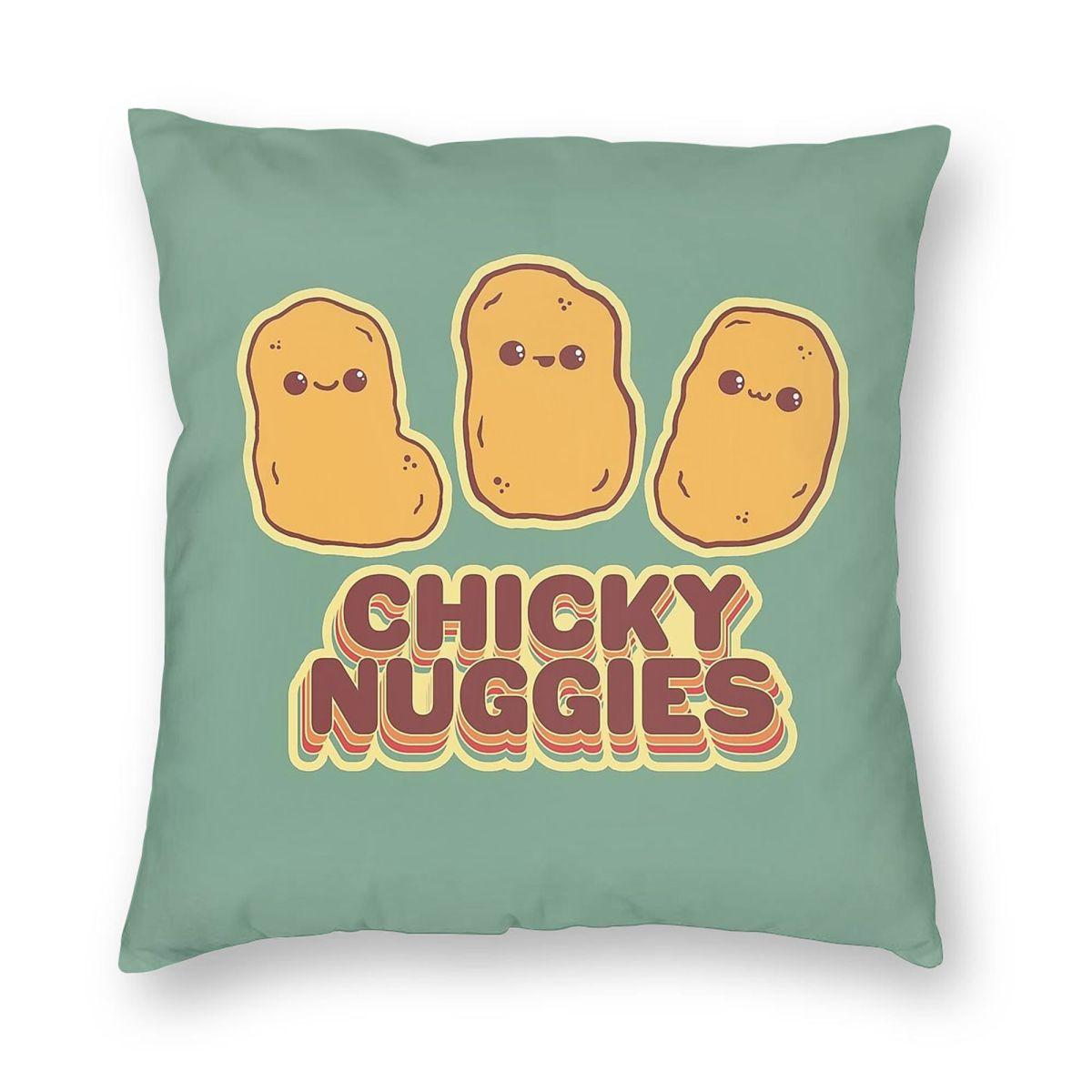 Chicky Nuggies Кавайные Наггетсы Квадратная Наволочка Полиэстер Лен Бархат Печатная Молния Декор Наволочка Домашняя Подушка 30x30cm