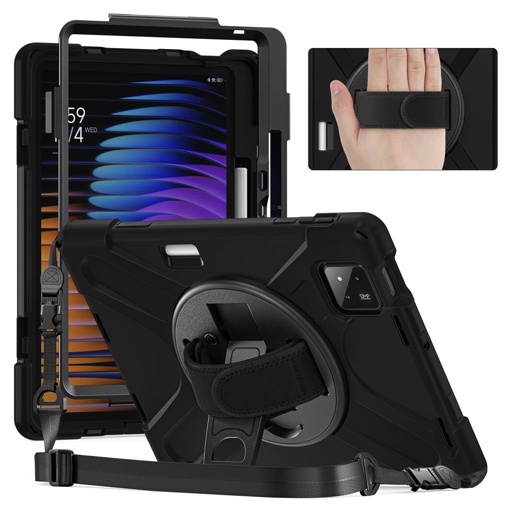 For Xiaomi Pad 8 Pro/Pad 8/Pad 7 Pro/Pad 7 Kickstand Case TPU PC Silicone Tablet Cover with Shoulder Strap