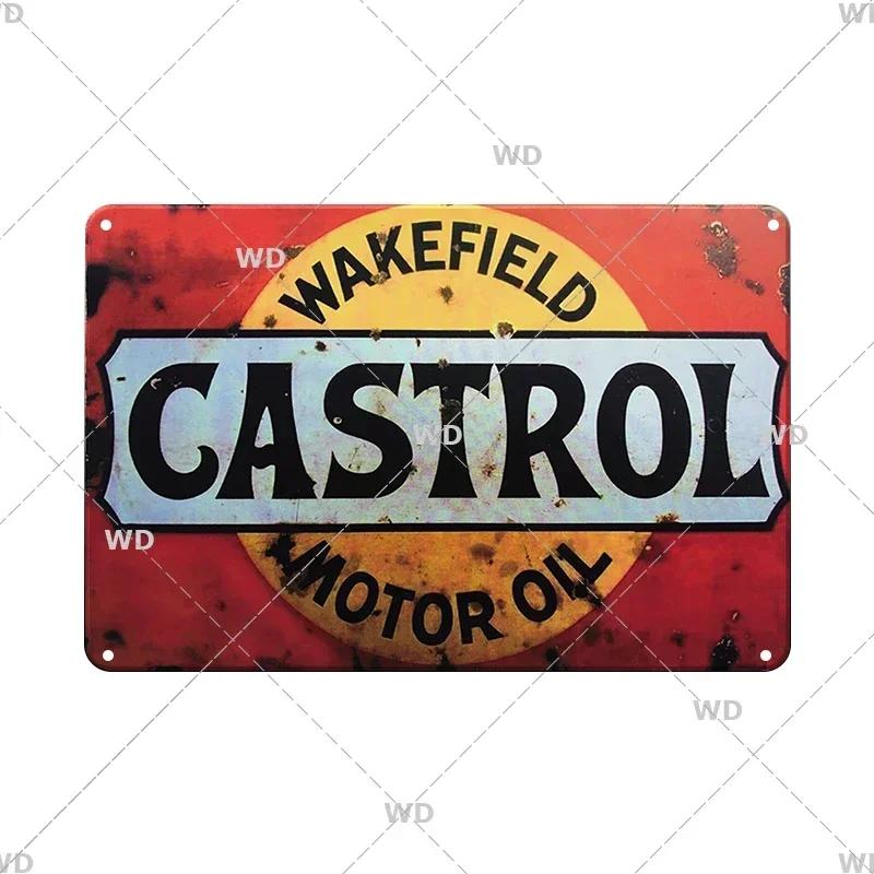 Castrol Motoröl Blechschild - Perfekt für Vintage Garagendekor - Tankstellenstil Wandplatte