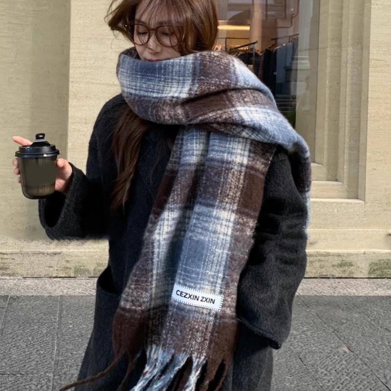 New Plaid Scarf Women Autumn And Winter Korean Style Fashion All-match Thick Warm Couple Neck Scarf