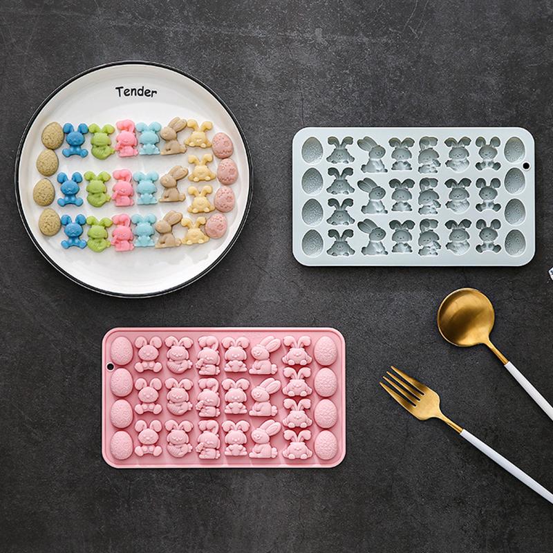 Egg Bunny Silicone Mold, 27-Cavity Baking Molds For DIY Cake Decoration,Chocolate, Pastry, Bread, Soap, Jello
