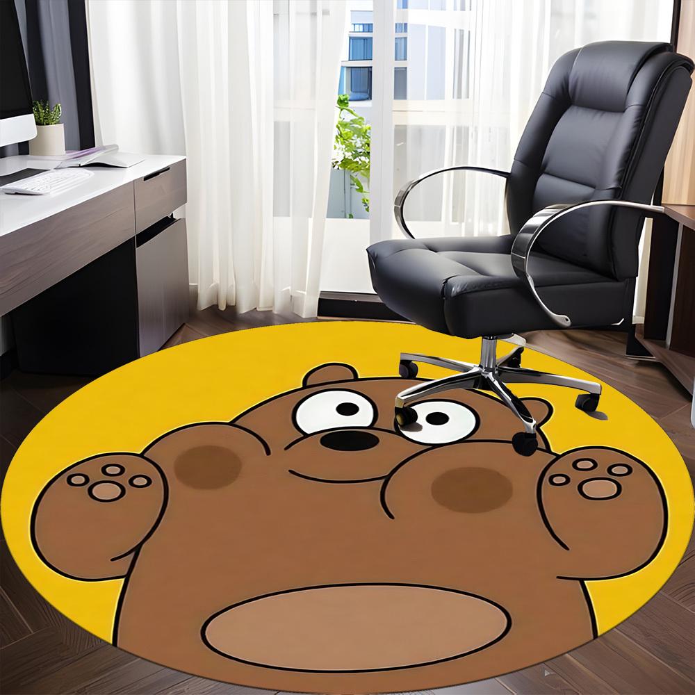 1pc We Bare Bears Friends Office Round Area Rug, Under Office Chairs Bedroom Living Room Home Decor, Room Deco, Available In Various Sizes141