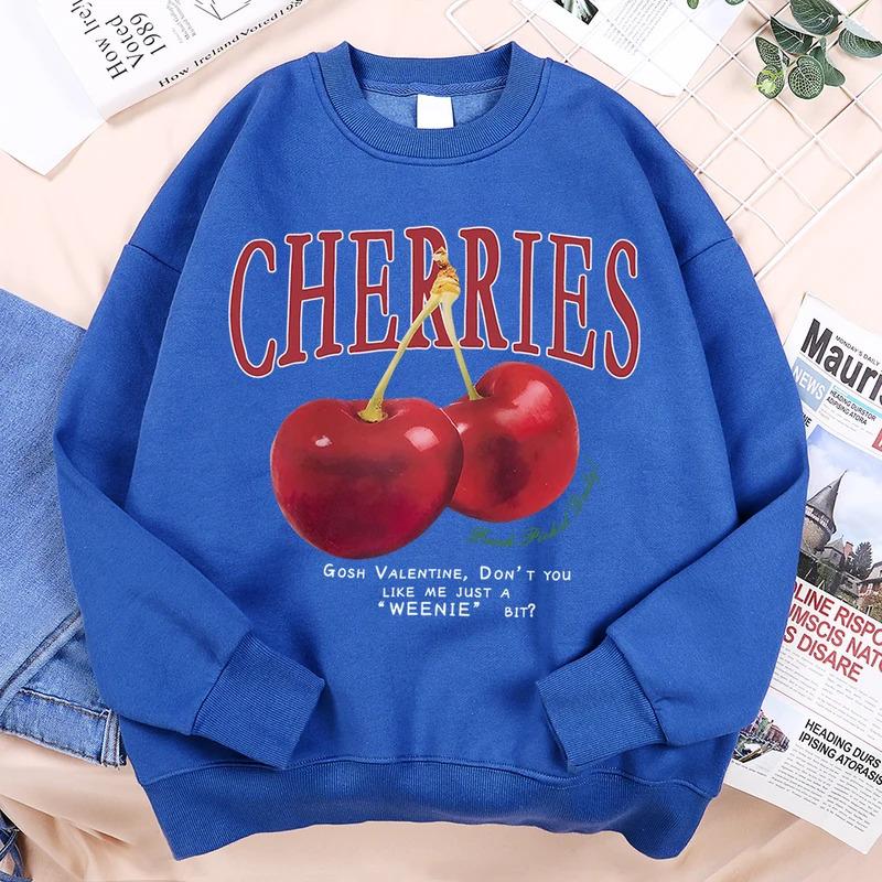 Cartoon Anime Paar Kapuzenpullover Europäische Größe Bedruckter Pullover Kirschen Kirschmuster