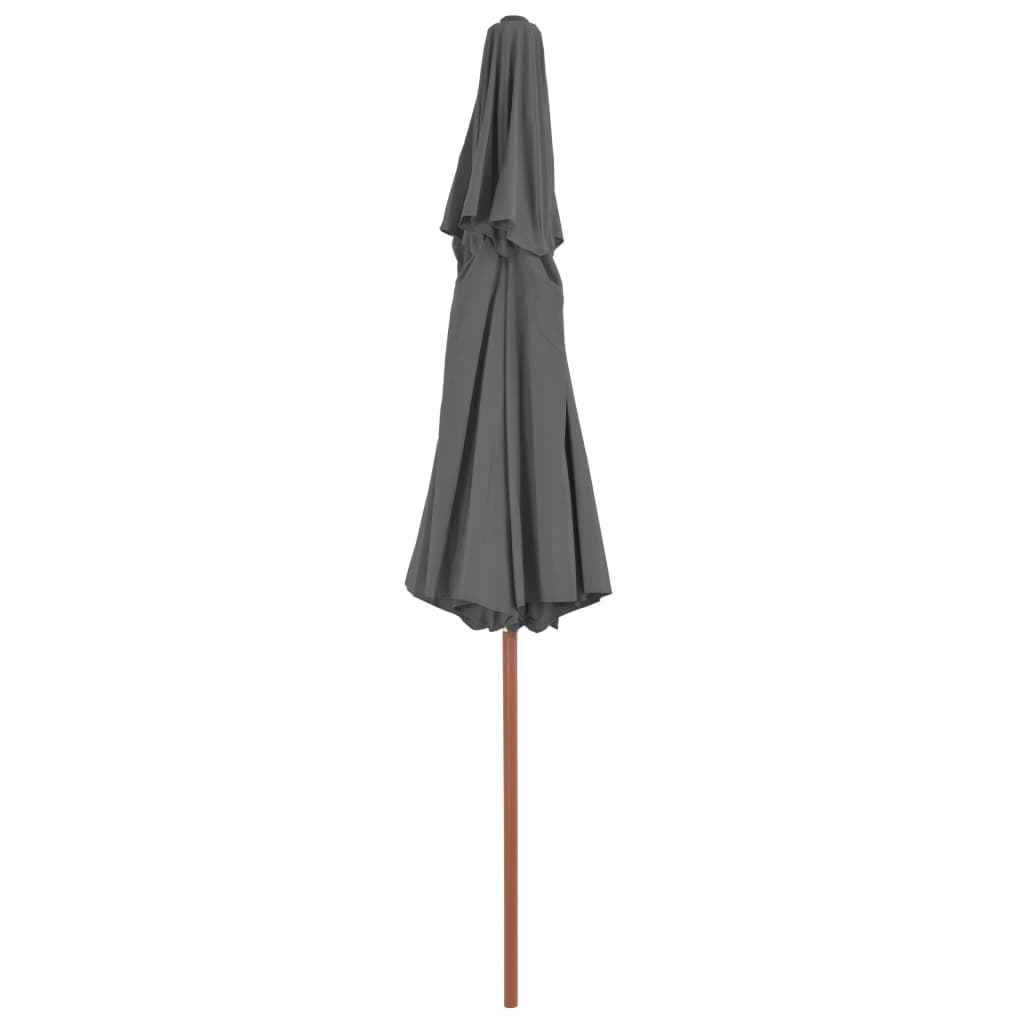 Anthracite Sun Umbrella with Ventilation and Wooden Pole 270 Cm