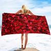 Red Petal Print Beach Towel Beautiful Flowers Girls Women Sport Pool Towels Quick Drying Bathroom Towel Camping Beach Blanket