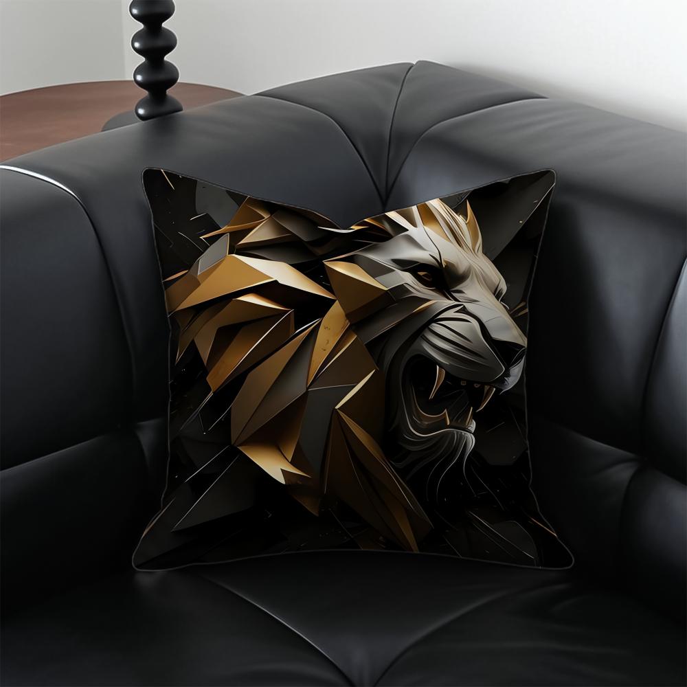 B-Black Gold Animal Pillow Luxury Decor Cushion Cushion Cover Pillow Case Anti-Dustmite Invisible Zipper Silky Plush Cushion