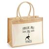 Beach Bag - PLANETEE - Jute with « Fitness I Can't » Pocket - Cotton - 43x33 Cm - Multicolored