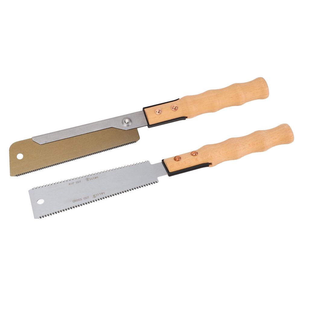 2 Pcs Hand Saws 7 Inch Gold Dovetail Saw and Double Sided Flush Cut Saw for Woodworking