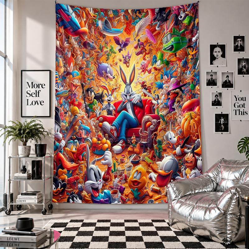 Wall TapestryLooney Tunes Art Hanging Cloth Decorative Background Cover for Room Decoration