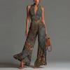 2026 Europäischer & Amerikanischer Stil Sexy Falten-Neckholder-Jumpsuit mit Weißen Weitbeinigen Hosen
