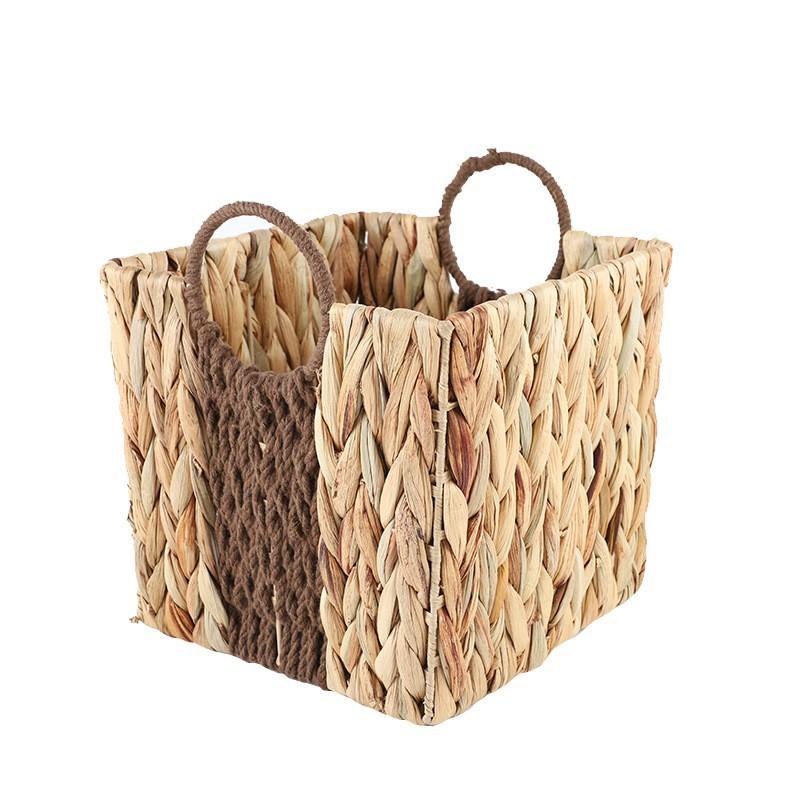 Straw Woven Storage Baskets Food Fruit Vegetables Serving Basket Picnic Hyacinth Wicker Organizing Desktop Storage Container