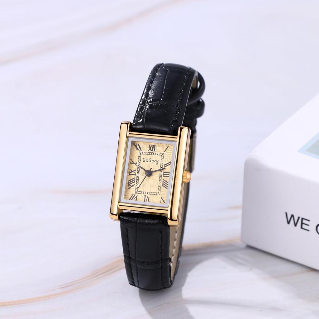 Watch with Leather Strap and Roman Alphabet Analog Antique Waterproof Quartz Watch In Silver and Black A Fashionable Accessory for or Her Women's