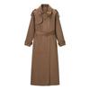 Damen Britischer Stil Locker Langer Trenchcoat Wildleder Zweireihig Street Fashion Winter