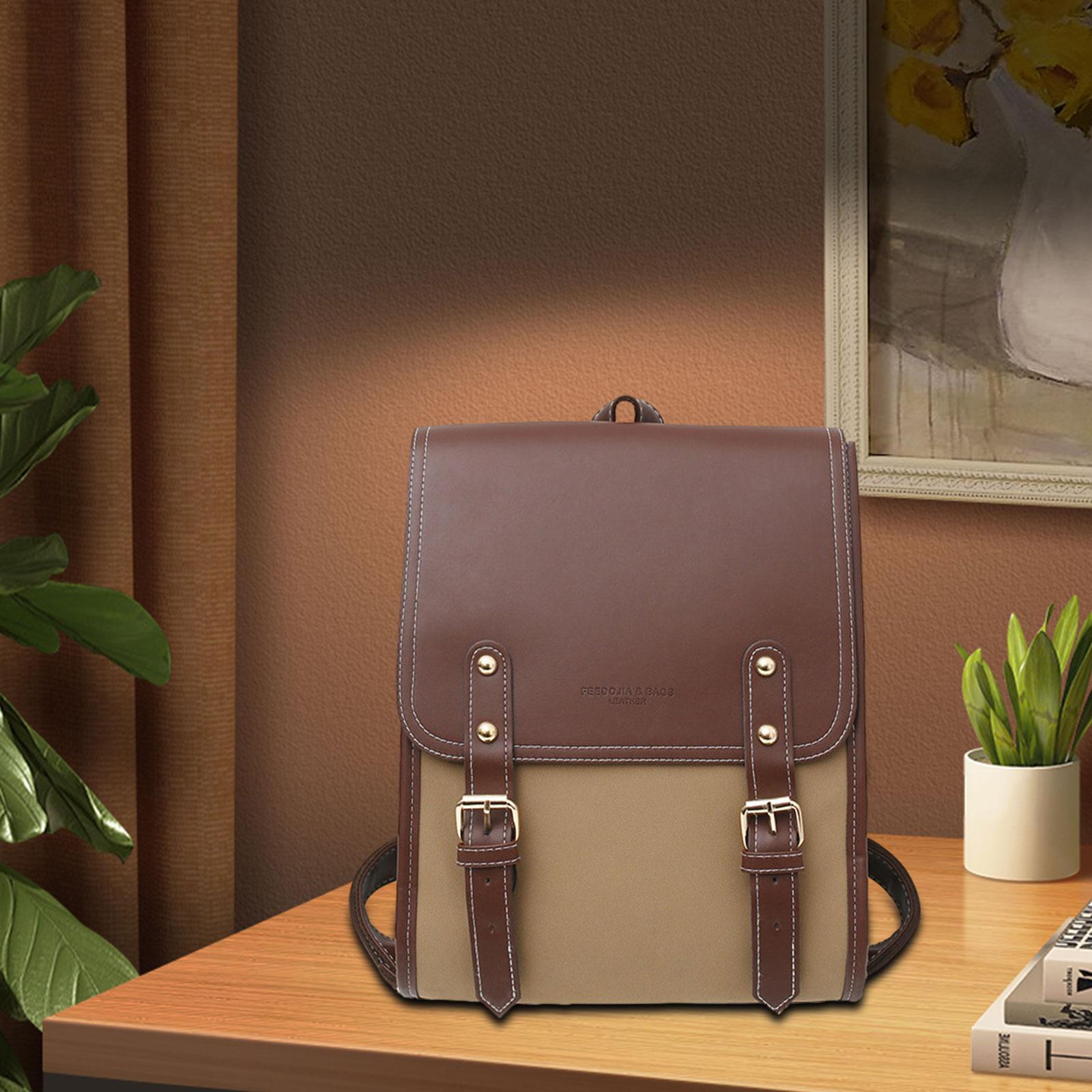 

Womens Leather Backpack Laptop Backpack Fashion Large Capacity Lightweight хаки