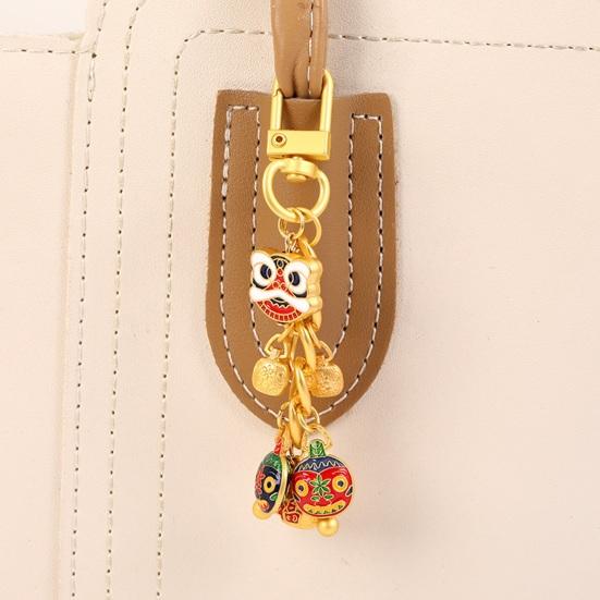 Keychain Pendant Layered Design Lion Awakening Fortune-telling Keychain Pendant Bright Color National Style Keychain Lucky Charm Accessory