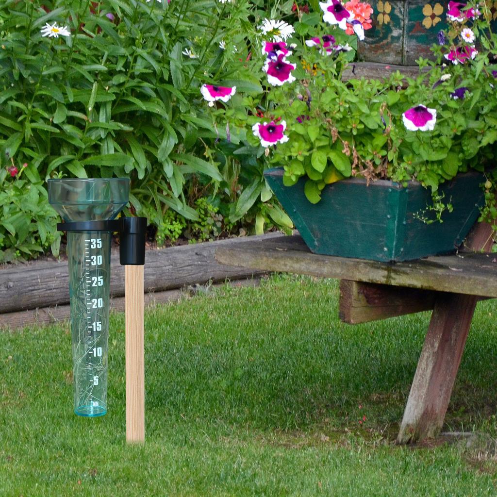Taza Medidora de Lluvia de Plástico con Capacidad de 35 mm Pluviómetro Fácil de Instalar para Césped Granja Jardín Entornos Uso en Exteriores