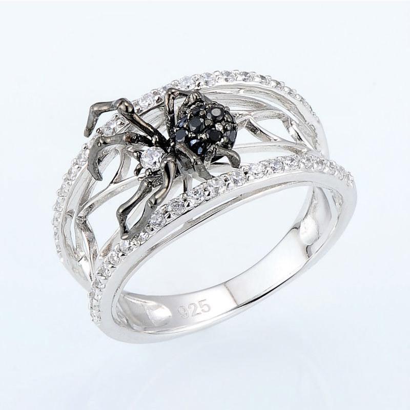 Trendy Creative Three-Dimensional Black Spider Web Ring, Fashion Trend Accessories