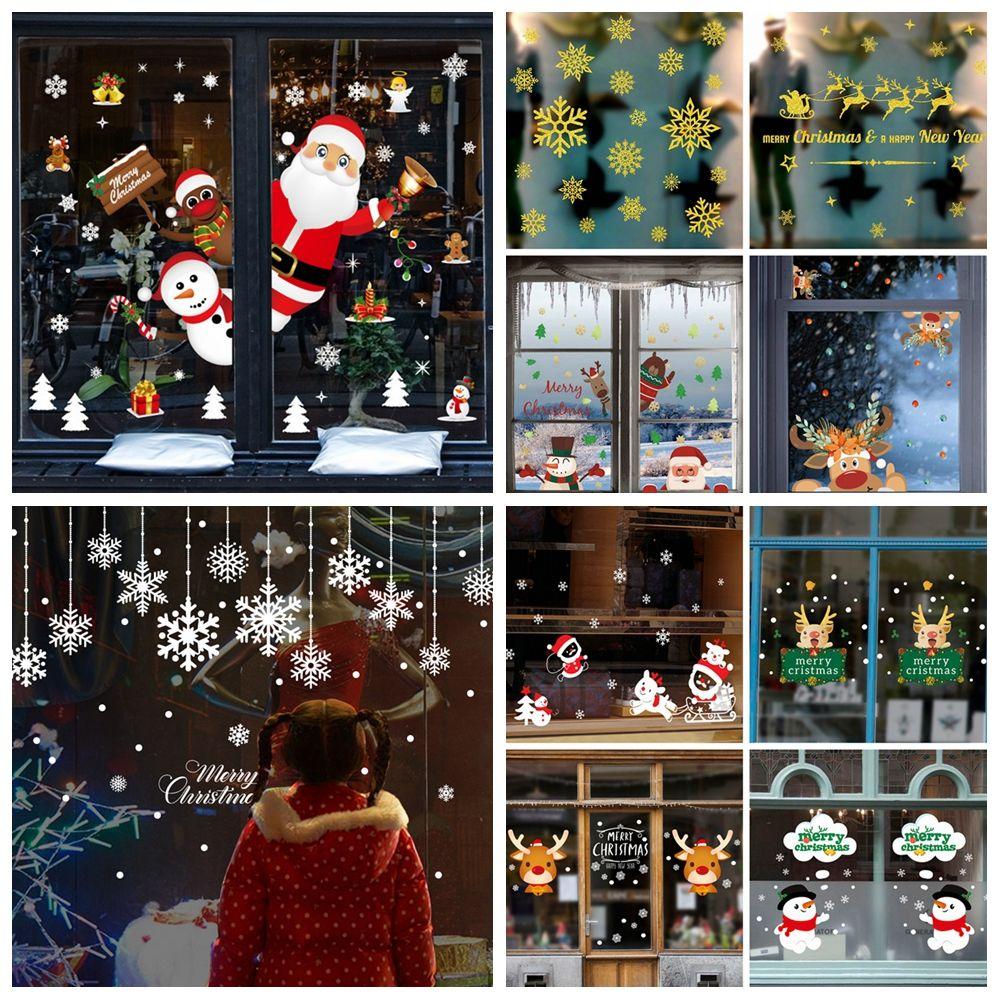

Clause Cartoon Pattern Xmas Snowman Wall Art Shopwindow Decal Decorative Poster Christmas Stickers Type M(28x28cm)