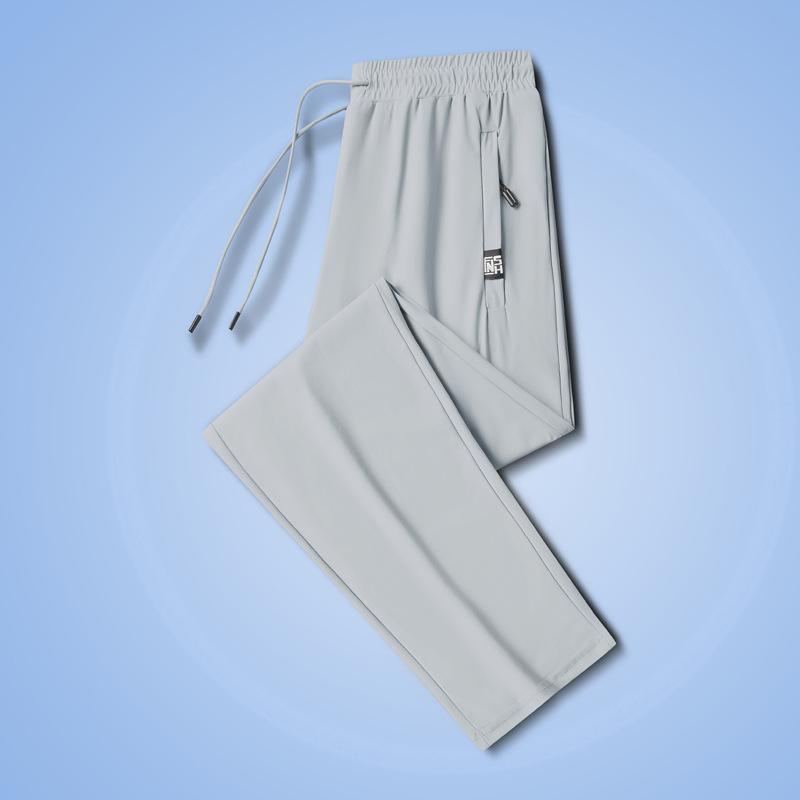 Plus Size Summer Ice Silk Pants Men's Sports Pants High Elasticity Quick Drying Casual Pants Straight Tube Outdoor Breathable Air-conditioned Pants