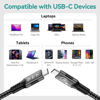 8K USB4 Type C Cable 40Gbps 240W PD3.1 QC4.0 For Samung Thunderbolt 4 Fast Charging Cable Thunderbolt3 USB C To C Data Transfer