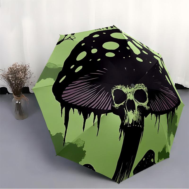 1pc Mushroom Skull Automatic Open/close Umbrella, 8-Rib sturdy structure, Portable Travel Umbrella, Parties, Everyday Use, 11123