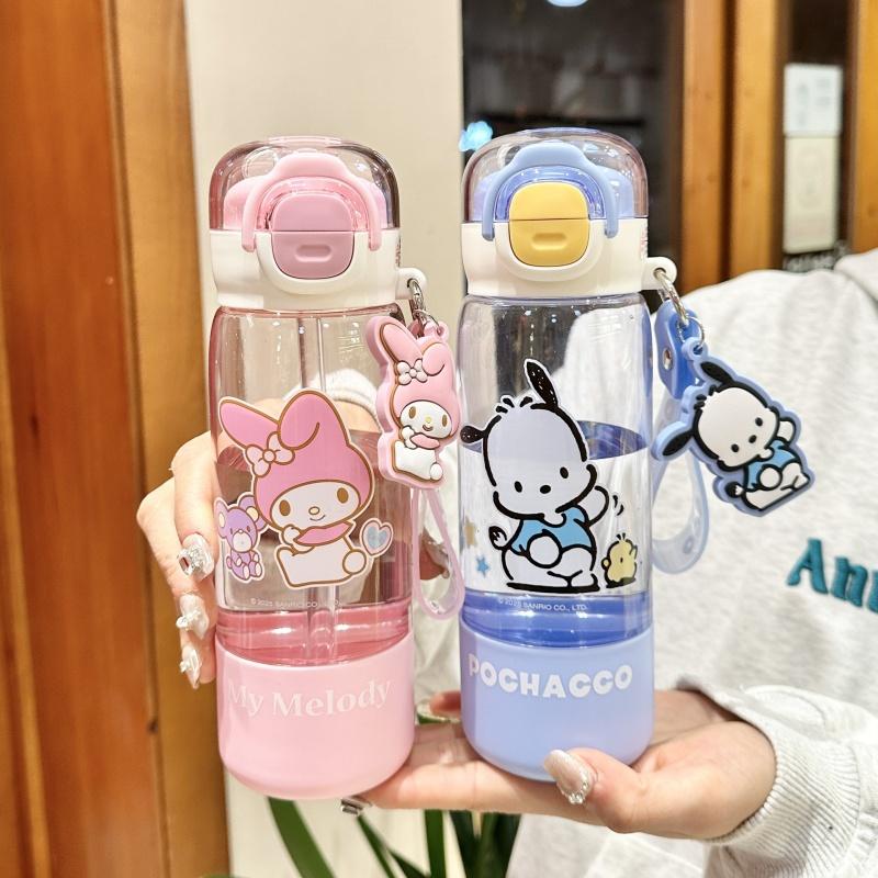 420Ml Genuine Sanrio Transparent Cup Cartoon Kuromi Cinnamoroll Melody Tritan Safe Matrial Water Drink Bottle Gifts For Girls